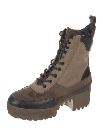 Louis Vuitton LV Monogram Suede Combat Boots