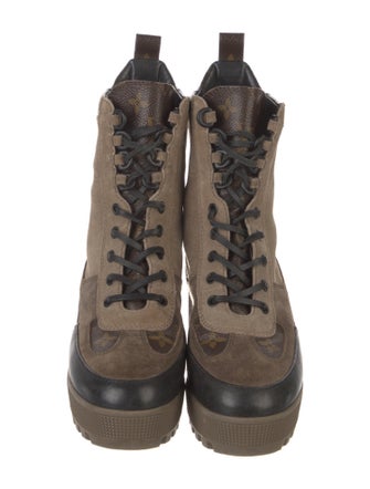 Louis Vuitton LV Monogram Suede Combat Boots
