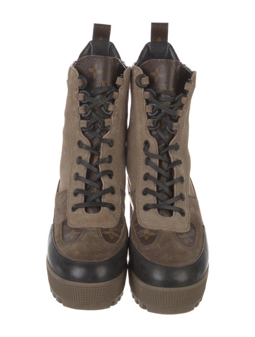 Louis Vuitton LV Monogram Suede Combat Boots