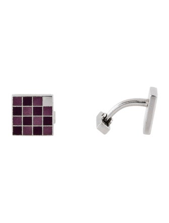 Louis Vuitton Enamel Damier Checkerboard Cufflinks