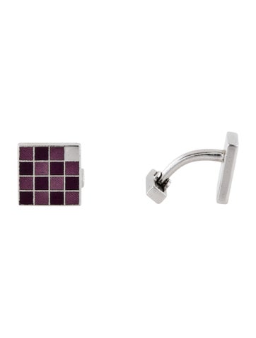 Louis Vuitton Enamel Damier Checkerboard Cufflinks