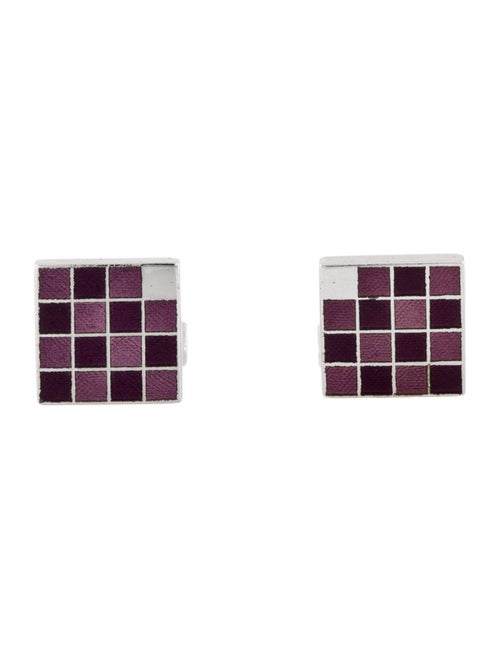 Louis Vuitton Enamel Damier Checkerboard Cufflinks