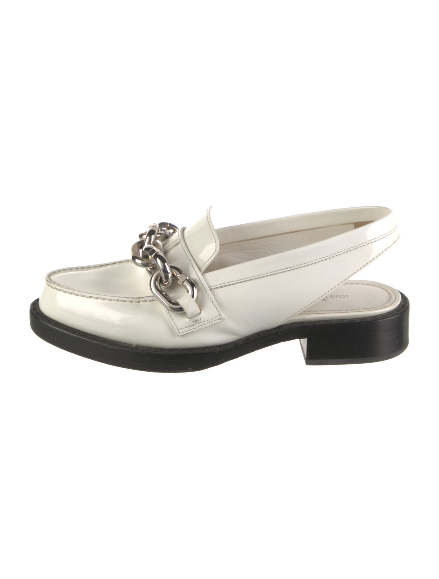 Louis Vuitton Patent Leather Chain-Link Accents Slingback Flats