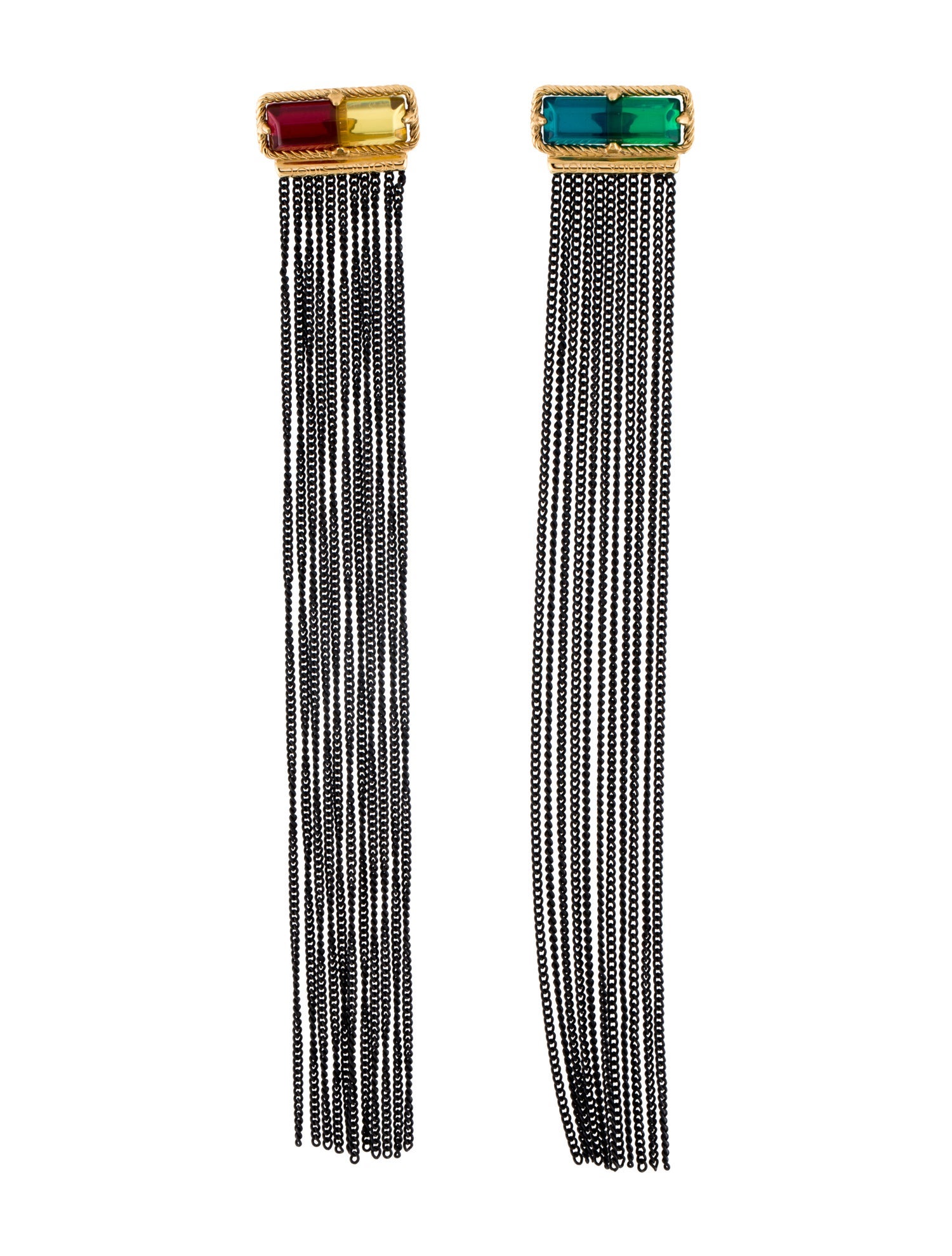Louis Vuitton Resin Chain Fringe Drop Earrings