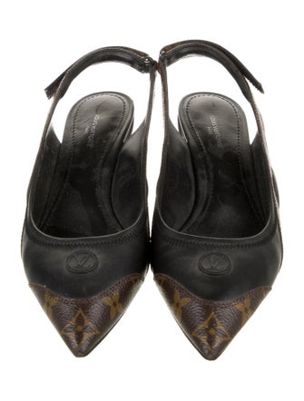 Louis Vuitton LV Monogram Whipstitch Trim Slingback Pumps