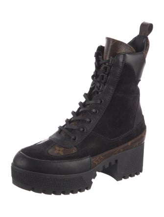 Louis Vuitton LV Monogram Suede Combat Boots
