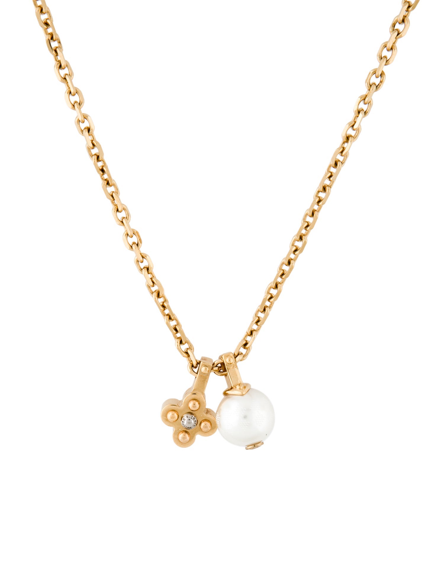 Louis Vuitton Faux Pearl Monogram Pendant Necklace