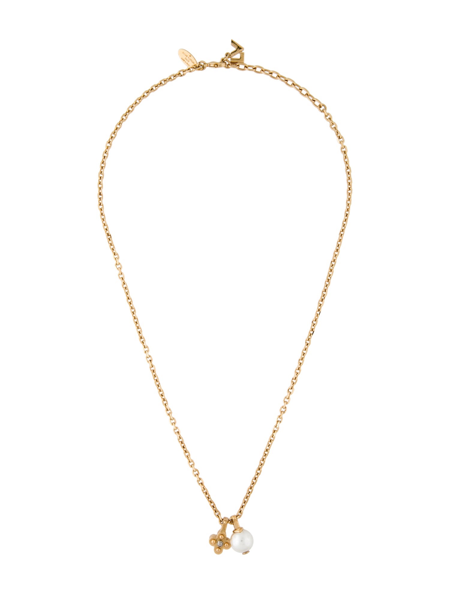 Louis Vuitton Faux Pearl Monogram Pendant Necklace
