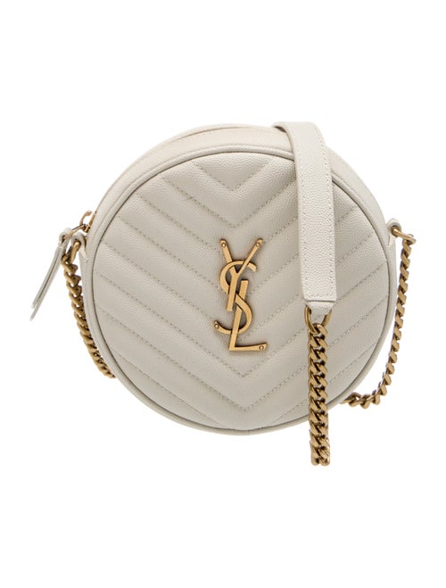 Saint Laurent Chevron Monogram Chevron Matelassé Vinyle Round
