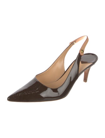 Louis Vuitton Monogram Pattern Patent Leather Slingback Pumps