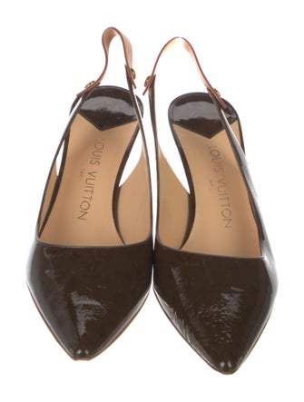 Louis Vuitton Monogram Pattern Patent Leather Slingback Pumps