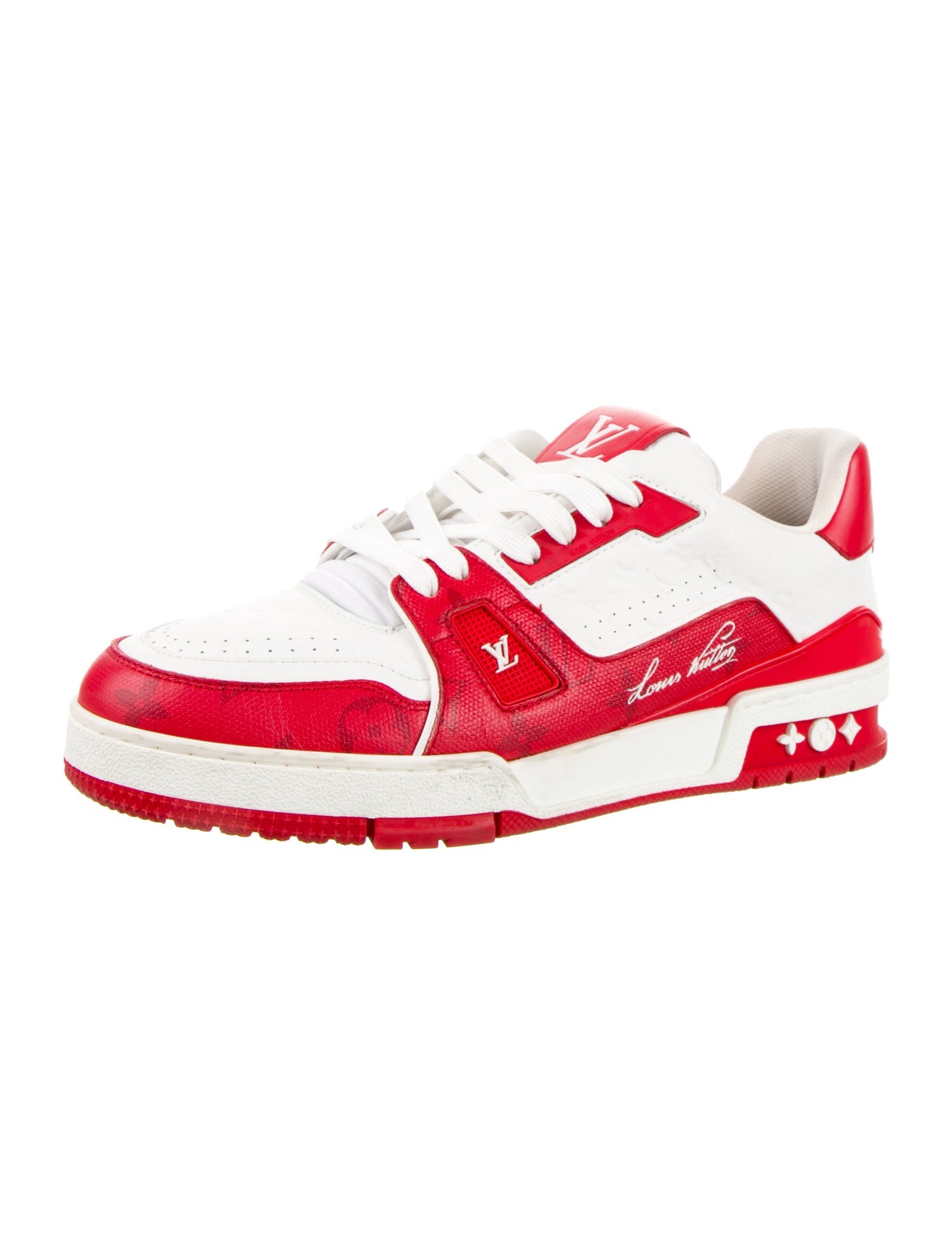 Louis Vuitton Leather Colorblock Pattern Sneakers