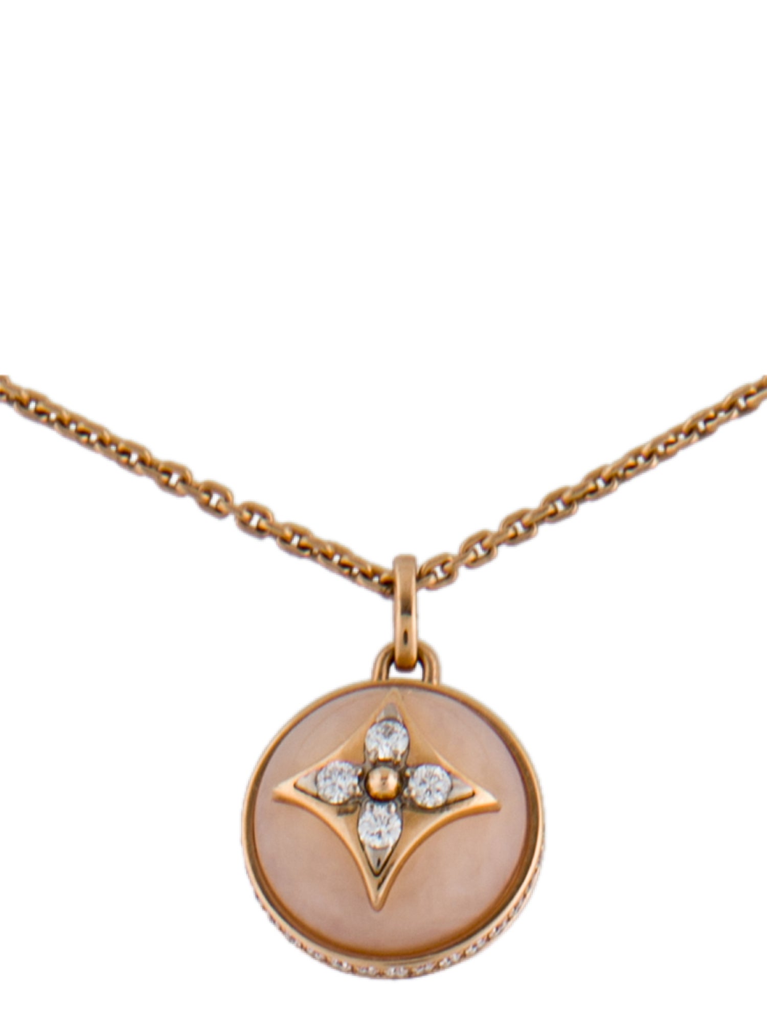 Louis Vuitton 18K Opal & Diamond Color Blossom Pendant Necklace