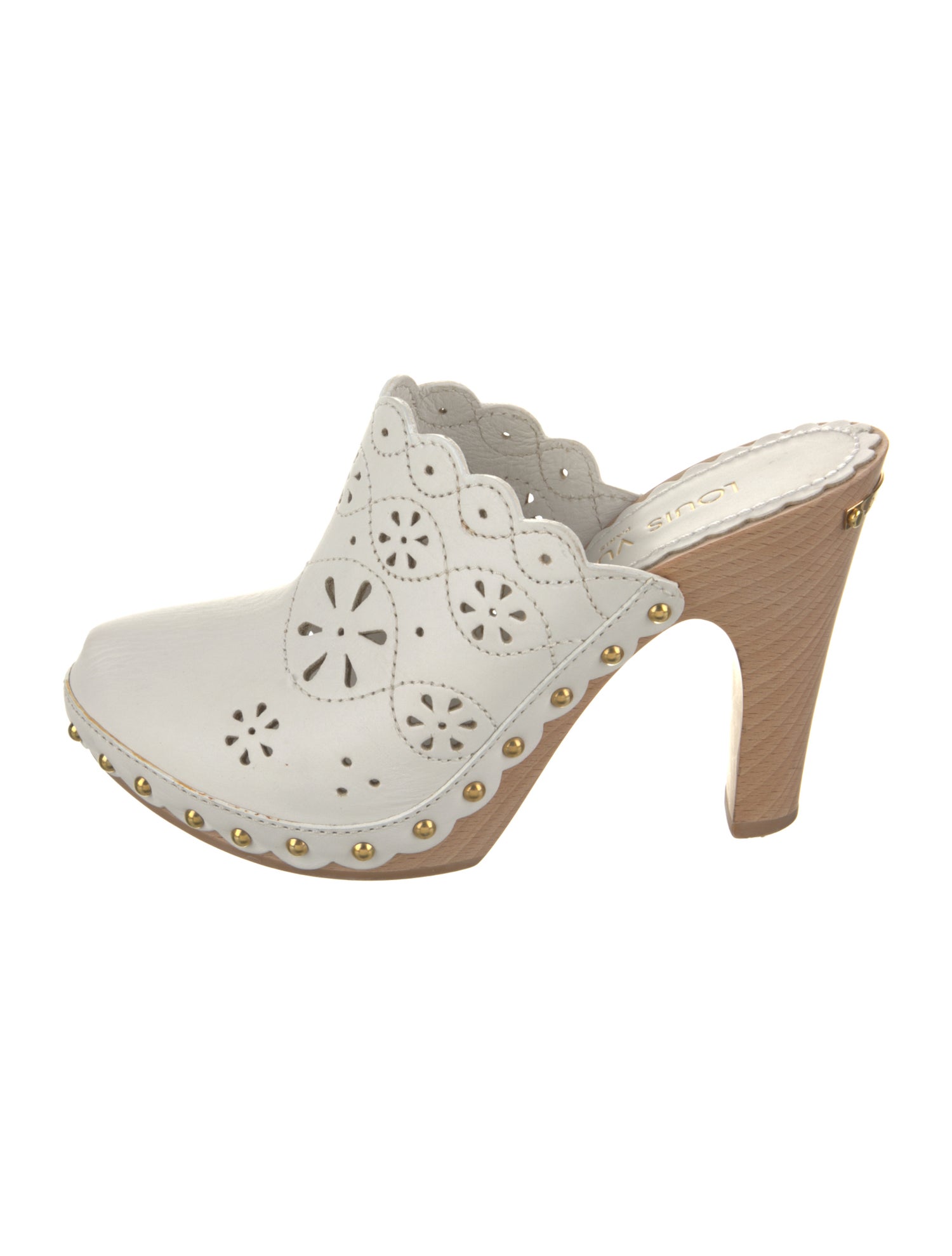 Louis Vuitton Leather Studded Accents Mules