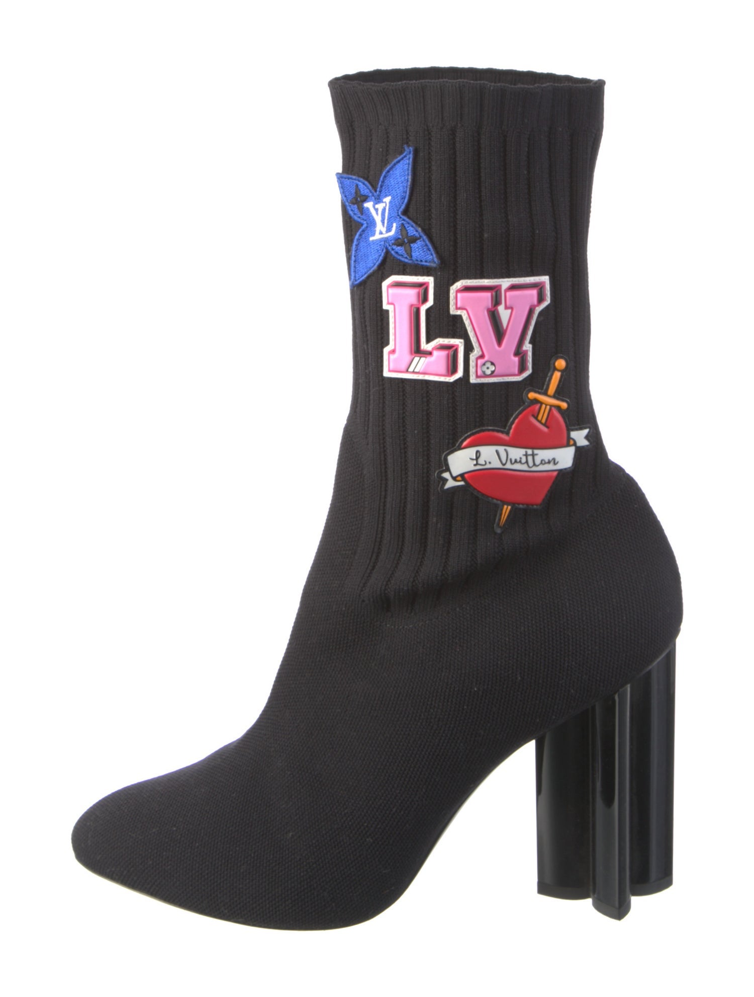 Louis Vuitton Graphic Print Embroidered Accent Sock Boots