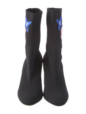 Louis Vuitton Graphic Print Embroidered Accent Sock Boots