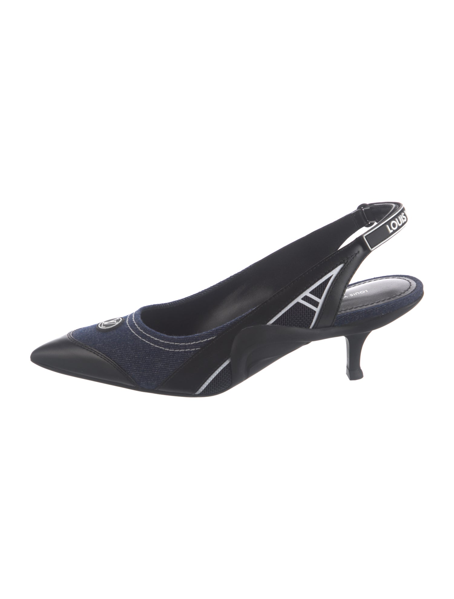 Louis Vuitton Denim Printed Slingback Pumps