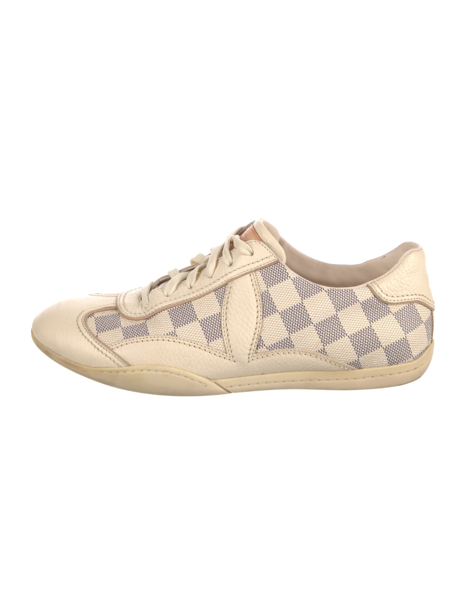 Louis Vuitton Damier Azur Pattern Leather Trim Embellishment Sneakers
