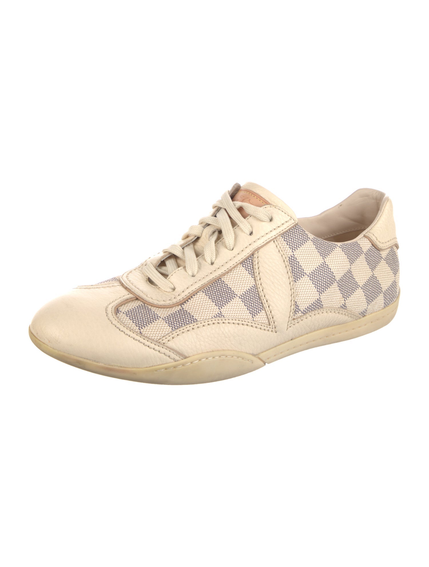 Louis Vuitton Damier Azur Pattern Leather Trim Embellishment Sneakers
