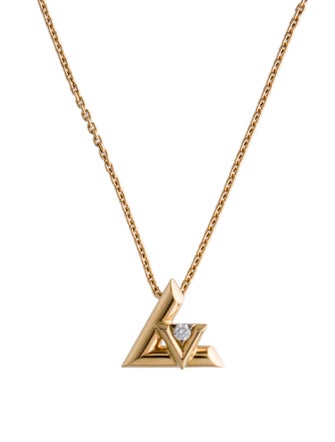 Louis Vuitton 18K Diamond LV Volt One Small Pendant Necklace