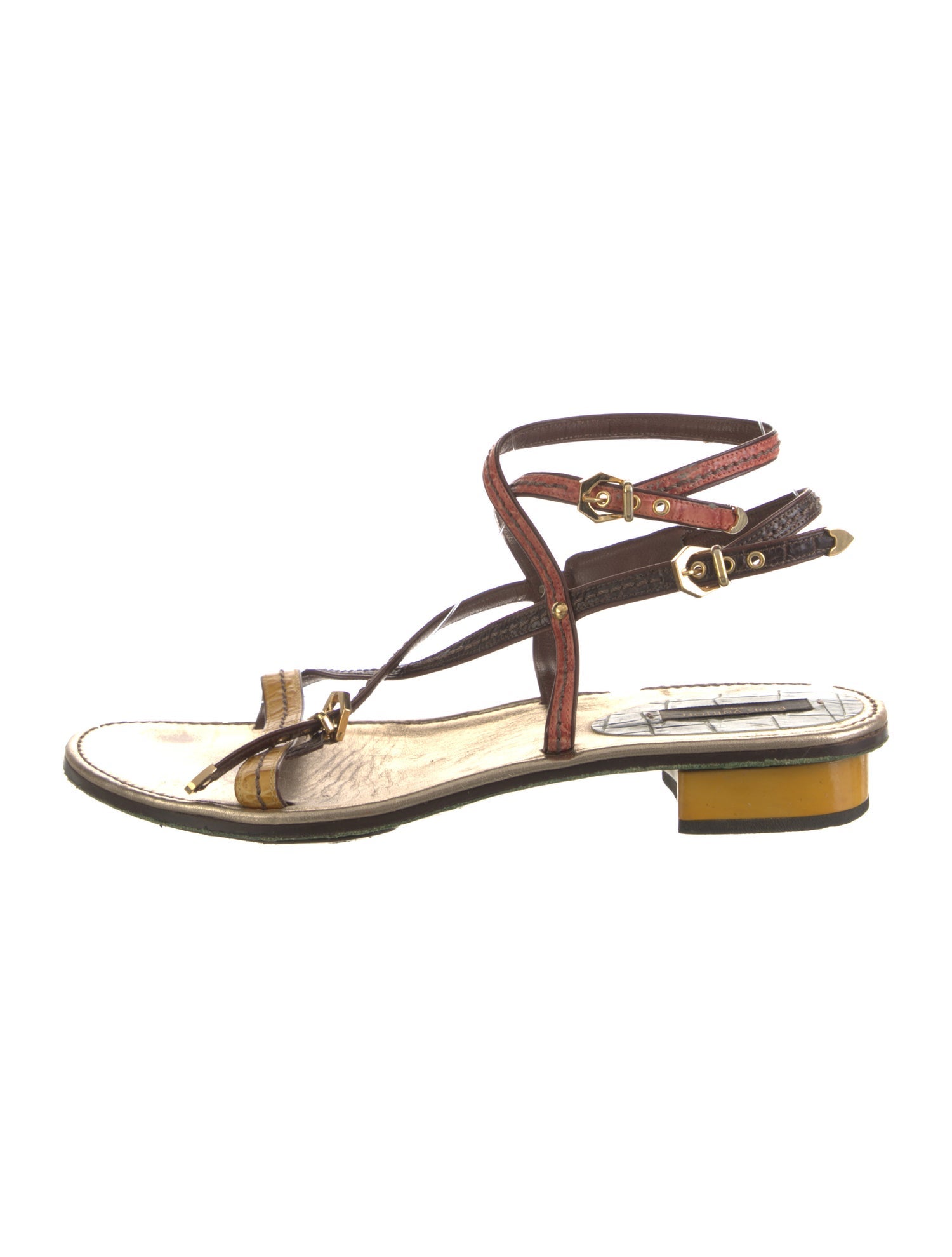 Louis Vuitton Leather Colorblock Pattern Gladiator Sandals