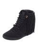 Louis Vuitton Suede Fringe Trim Accent Wedge Sneakers