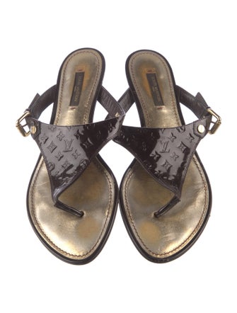 Louis Vuitton Monogram Pattern Patent Leather Slides