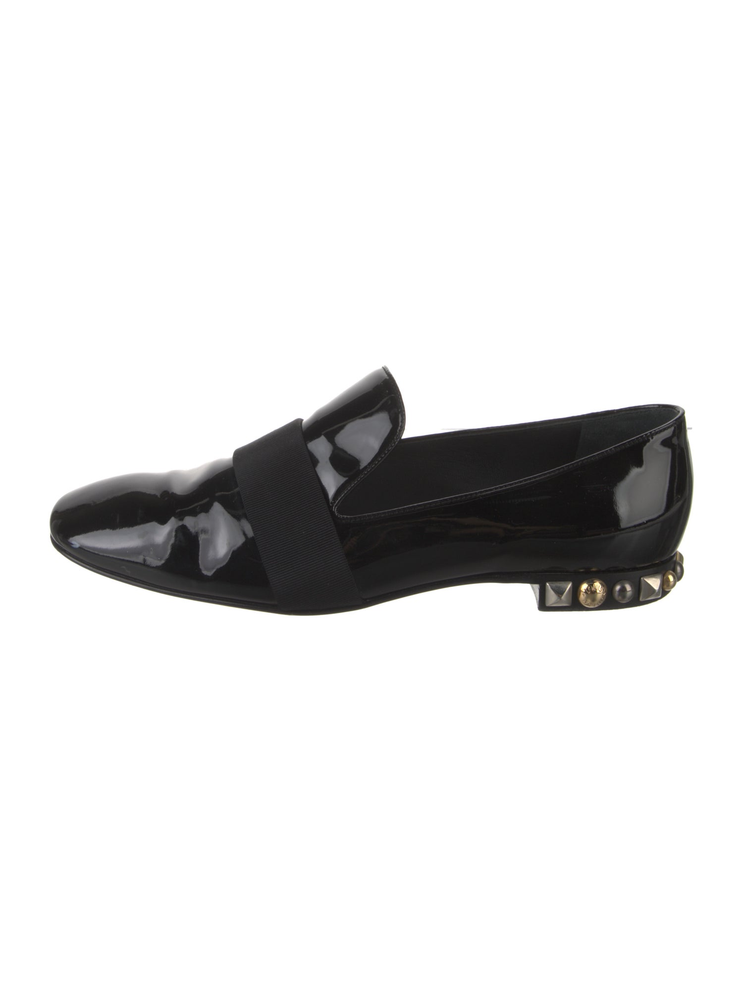 Louis Vuitton Patent Leather Studded Accents Loafers
