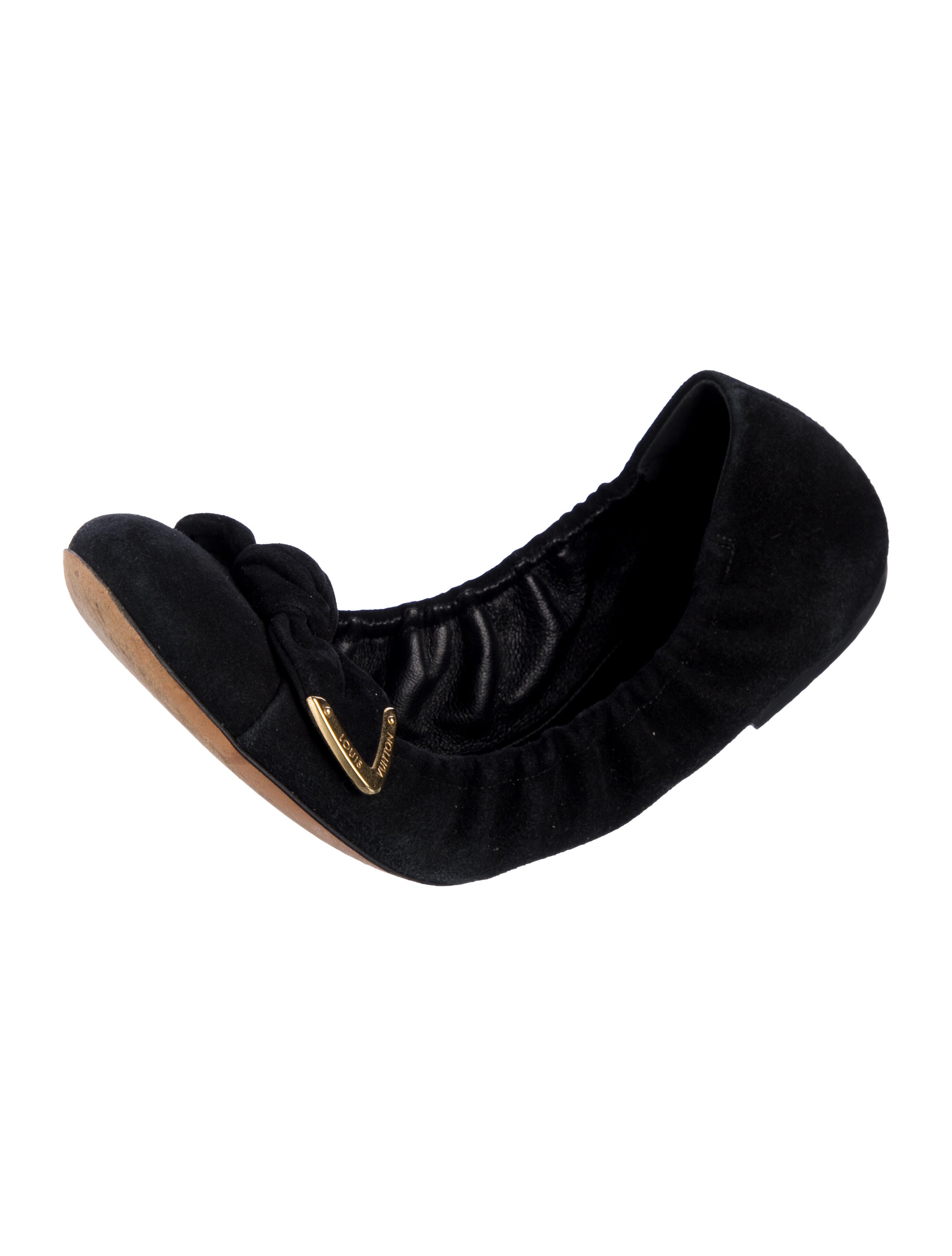 Louis Vuitton Suede Bow Accents Ballet Flats