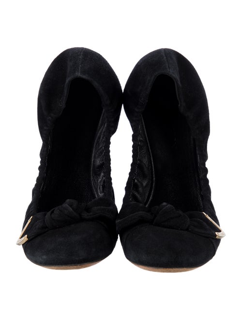 Louis Vuitton Suede Bow Accents Ballet Flats