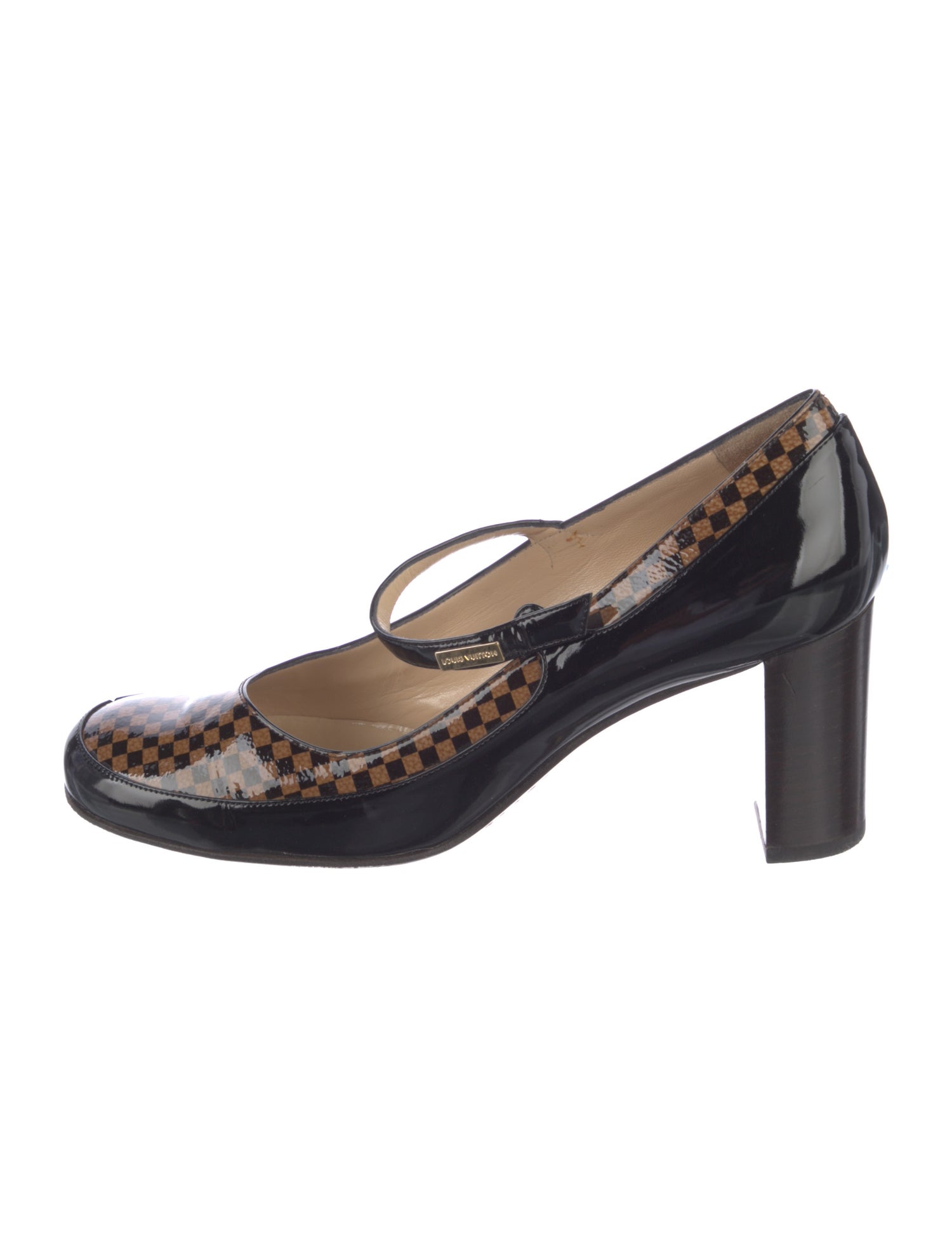 Louis Vuitton Patent Leather Plaid Print Pumps