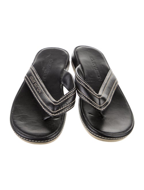 Louis Vuitton Leather Embroidered Accent Slides