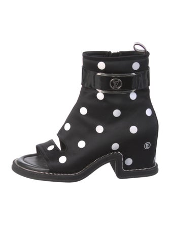 Louis Vuitton Nylon Polka Dot Print Lace-Up Boots