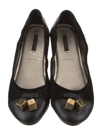 Louis Vuitton Suede Leather Trim Embellishment Ballet Flats
