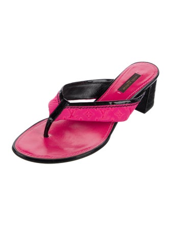 Louis Vuitton Patent Leather Striped Flip Flops