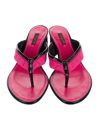 Louis Vuitton Patent Leather Striped Flip Flops