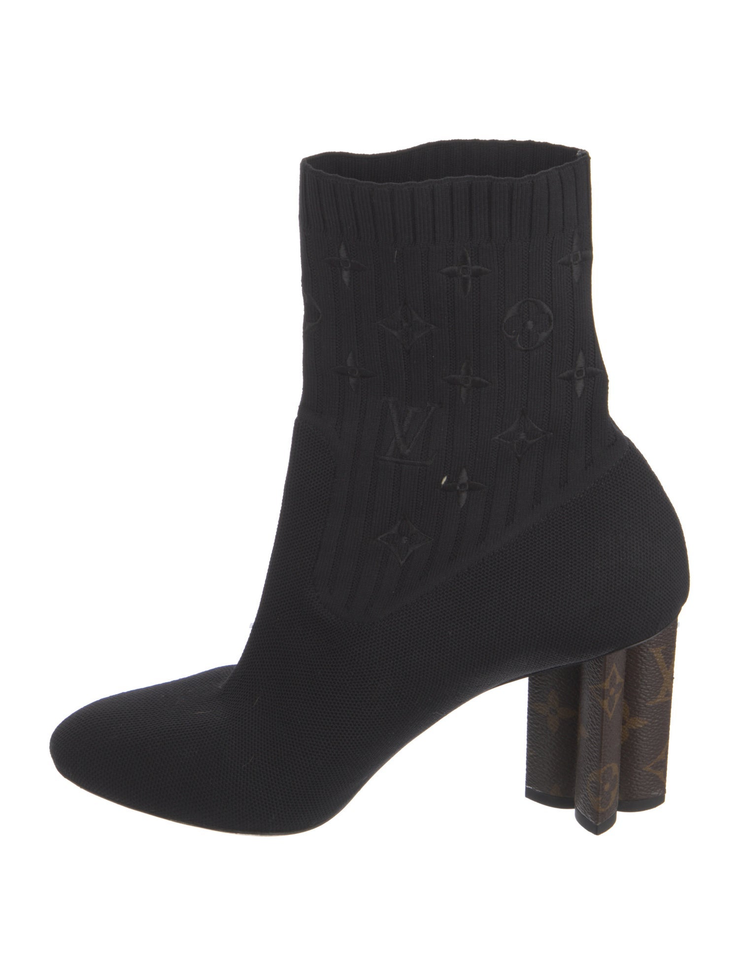 Louis Vuitton LV Monogram Embroidered Accent Sock Boots