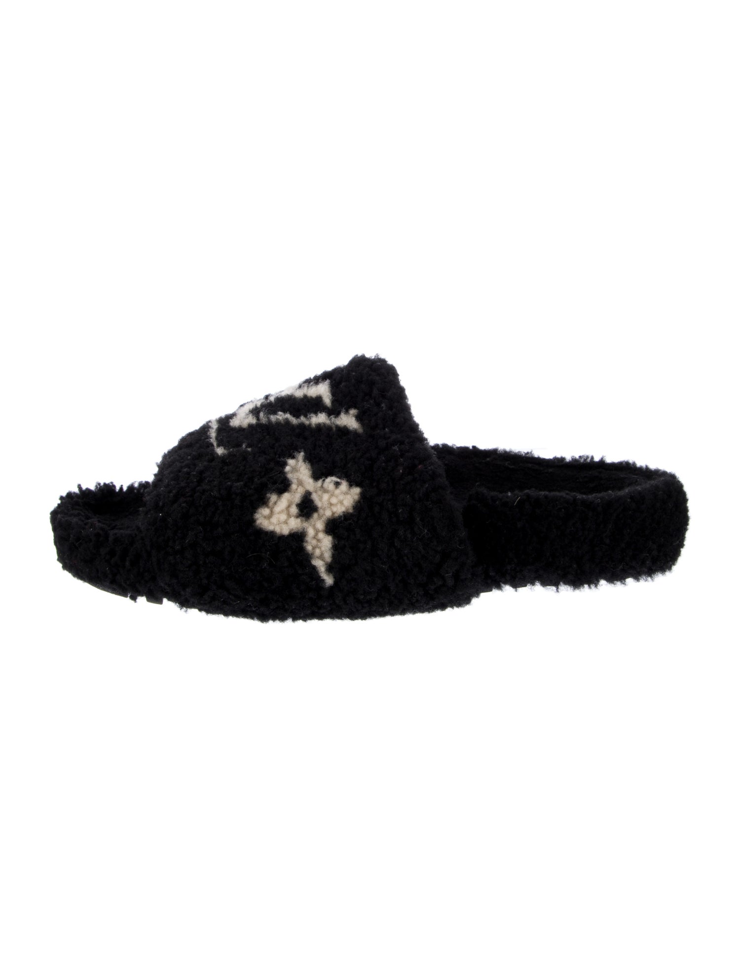 Louis Vuitton LV Monogram Shearling Slides