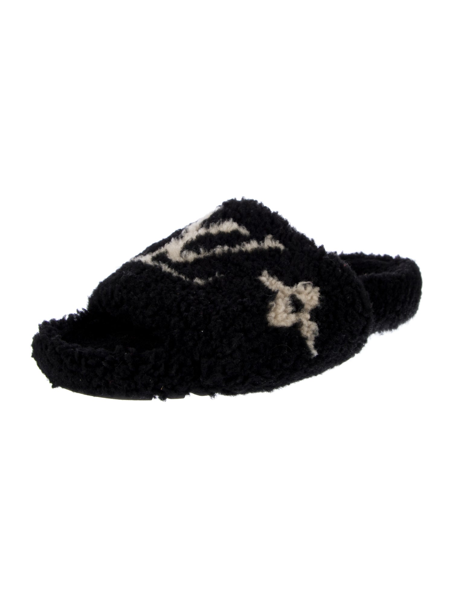 Louis Vuitton LV Monogram Shearling Slides