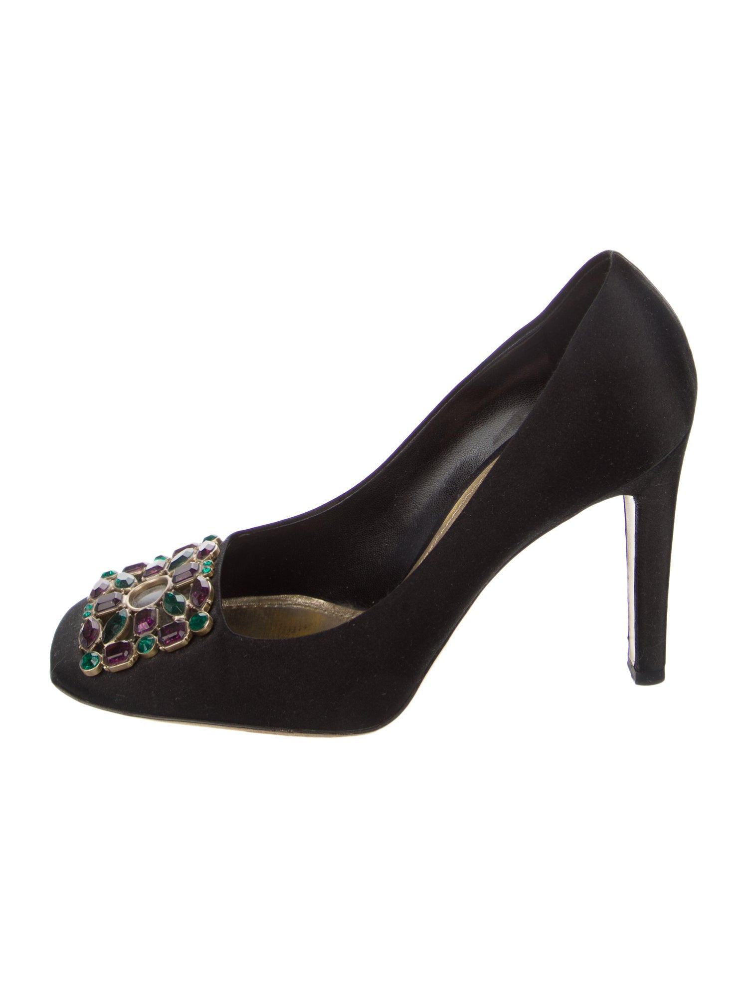 Louis Vuitton Satin Crystal Embellishments Pumps
