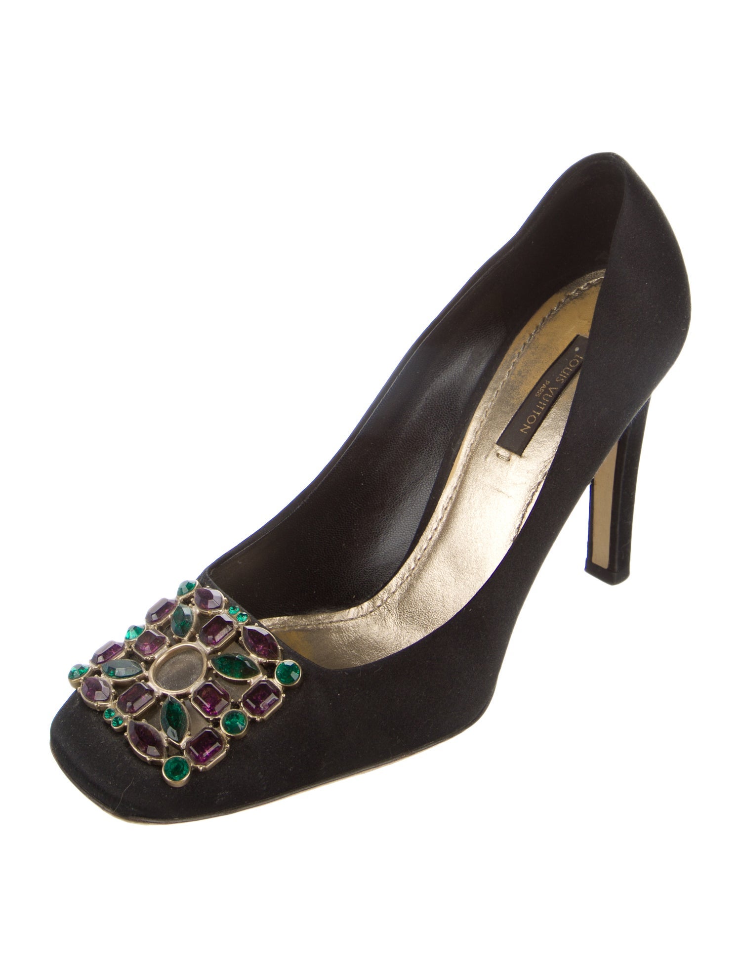 Louis Vuitton Satin Crystal Embellishments Pumps