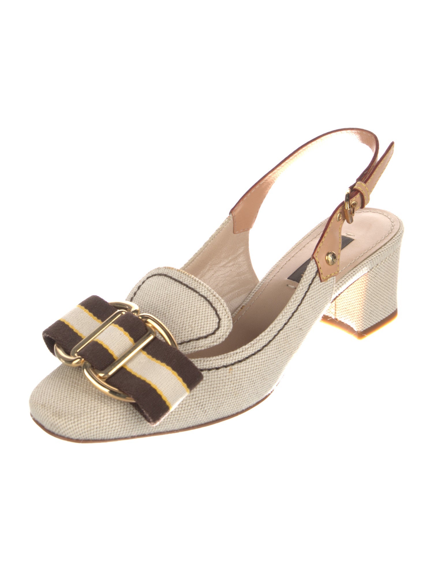 Louis Vuitton Vintage Canvas Slingback Pumps
