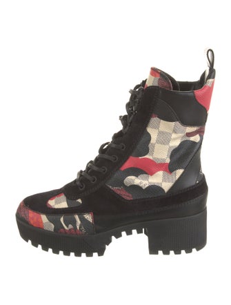Louis Vuitton Overcloud Damier Azur Pattern Combat Boots