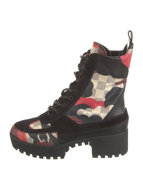 Louis Vuitton Overcloud Damier Azur Pattern Combat Boots