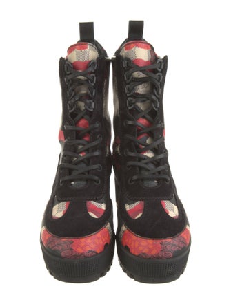 Louis Vuitton Overcloud Damier Azur Pattern Combat Boots