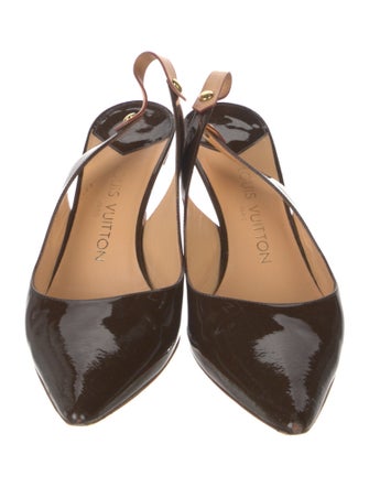 Louis Vuitton Monogram Pattern Patent Leather Slingback Pumps