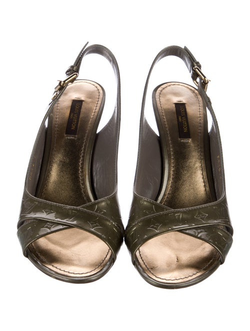 Louis Vuitton Monogram Pattern Patent Leather Slingback Sandals