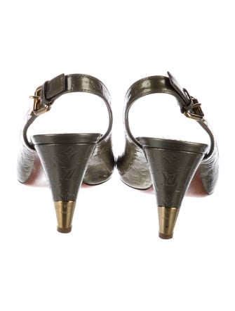 Louis Vuitton Monogram Pattern Patent Leather Slingback Sandals