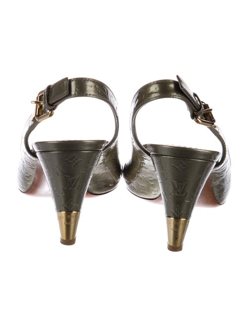 Louis Vuitton Monogram Pattern Patent Leather Slingback Sandals