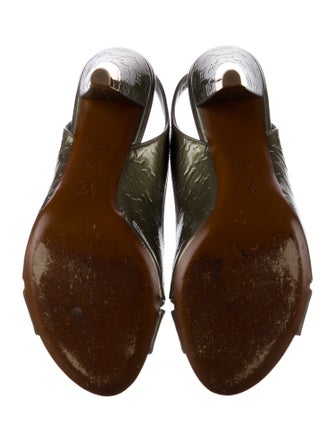 Louis Vuitton Monogram Pattern Patent Leather Slingback Sandals